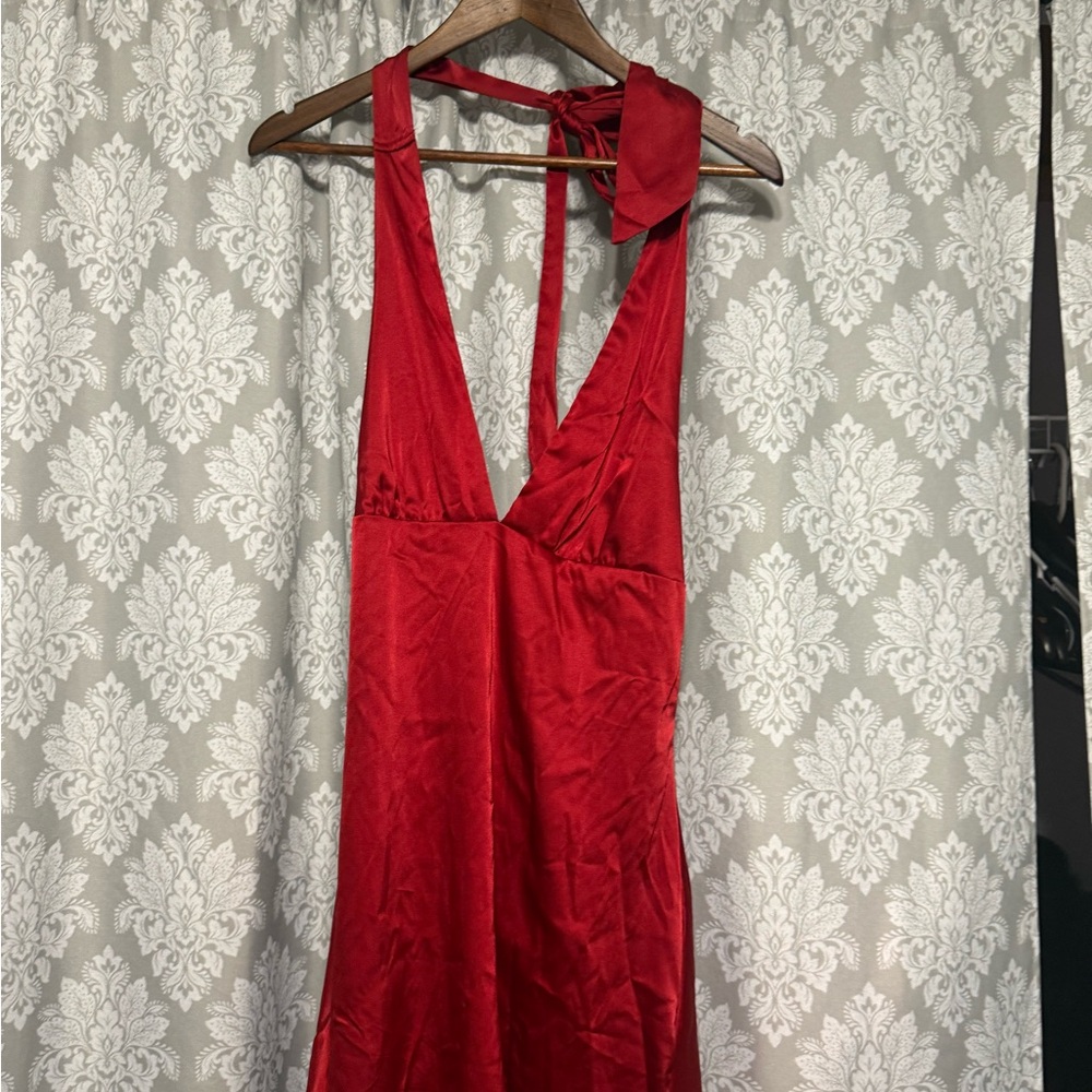 SHEIN Red Halter Mini Dress